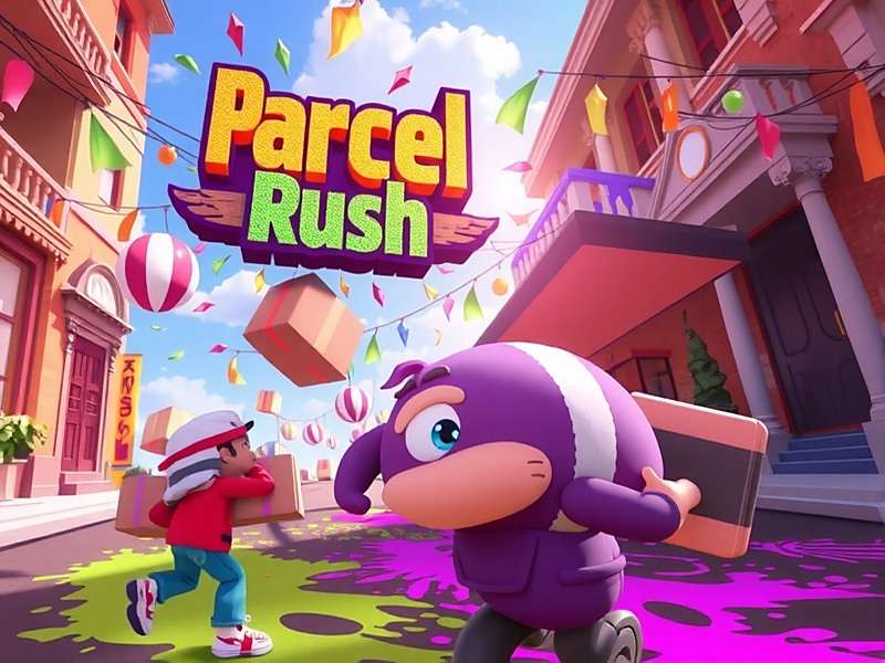 Parcel Rush Holi event showing colorful streets and special deliveries